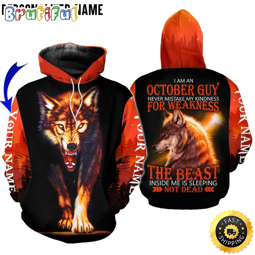 Personalized Red October Wolf Guy The Beast Is Sleeping All Over Print 3D Hoodie Gift For Frends 1 spvmhl
