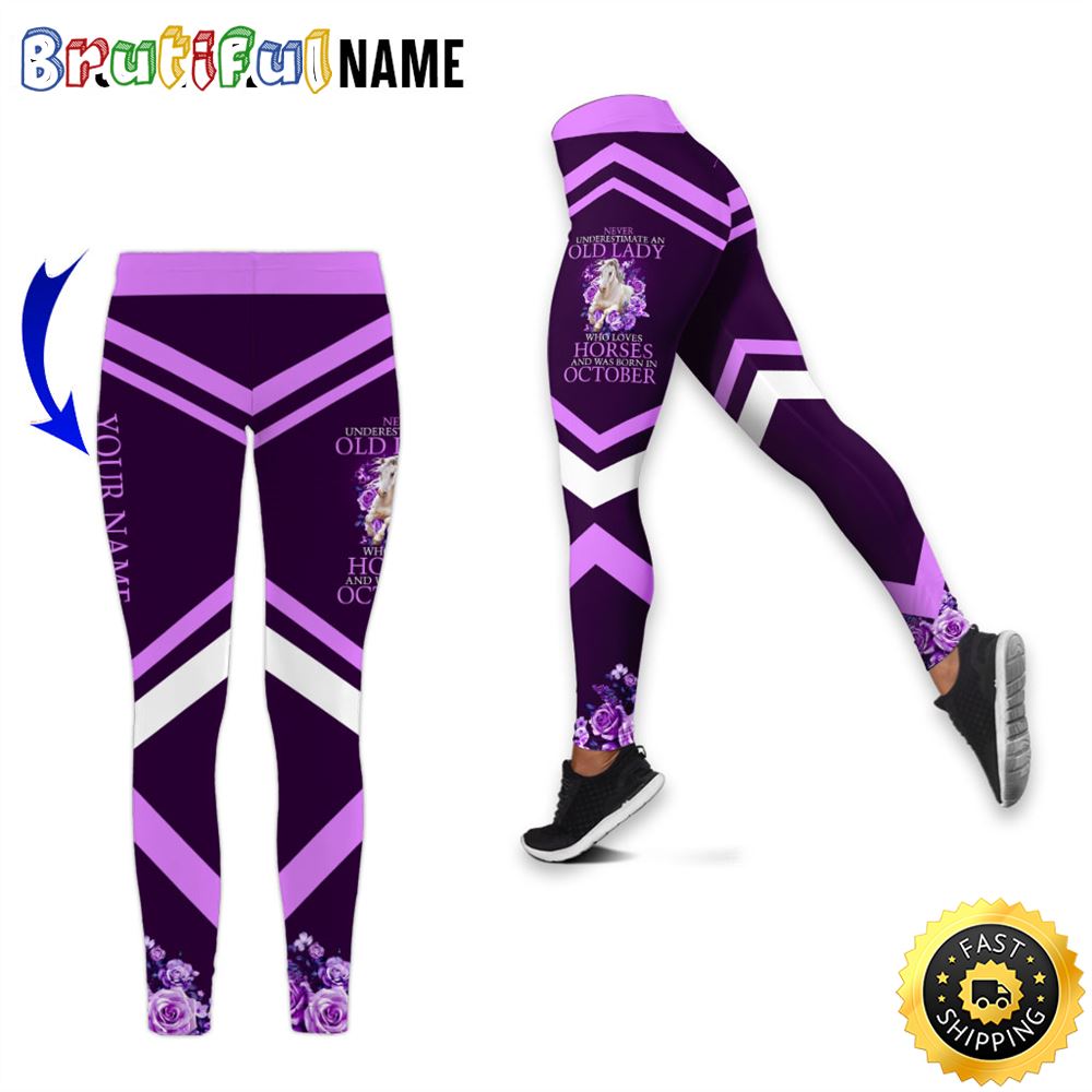 Personalized Violet October Girl All Over Print 3D Legging Loves Horses Gift For Women 1 drdjvz