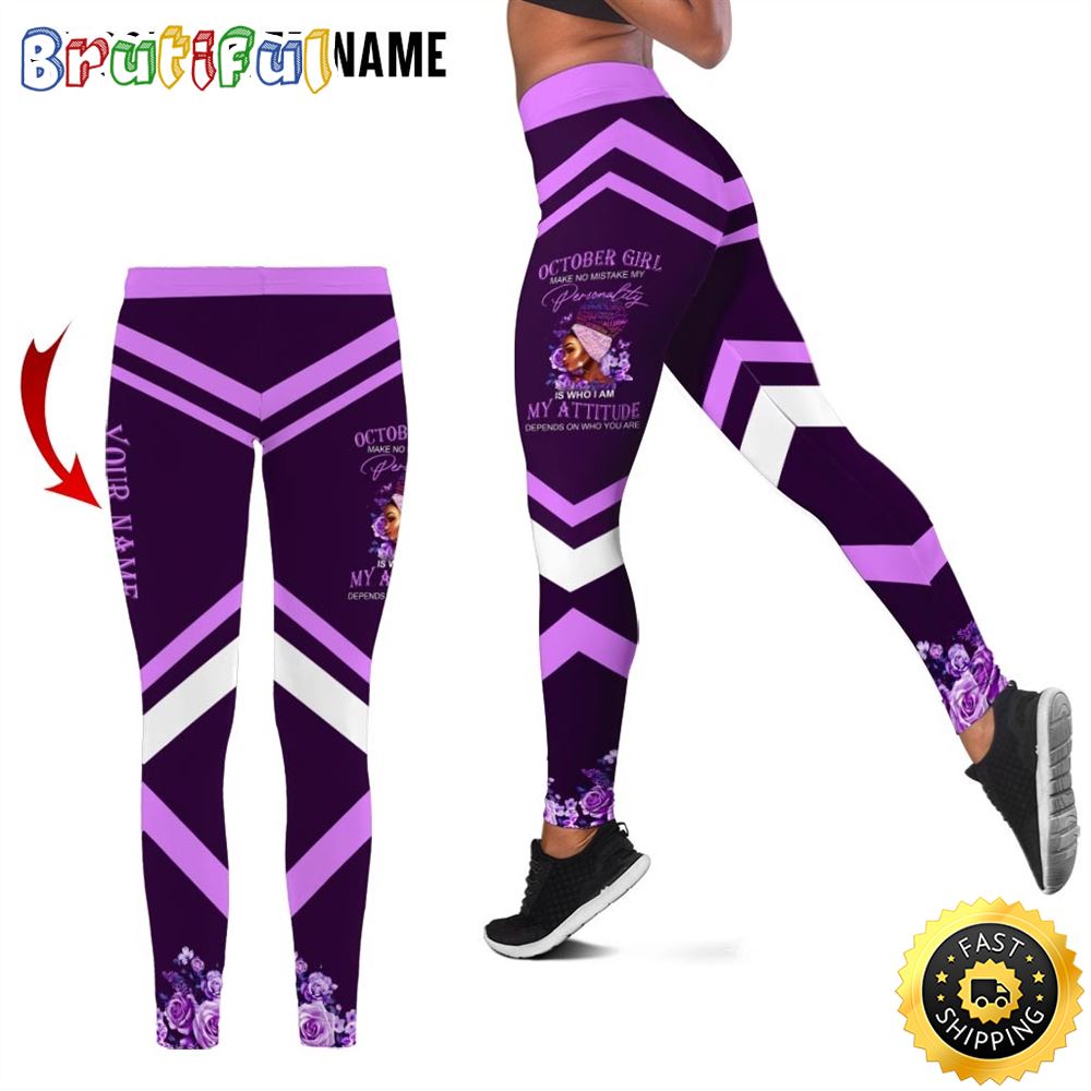Personalized Violet October Girl All Over Print 3D Legging My Attitude Perpect Gift For Women 1 y2l8b2