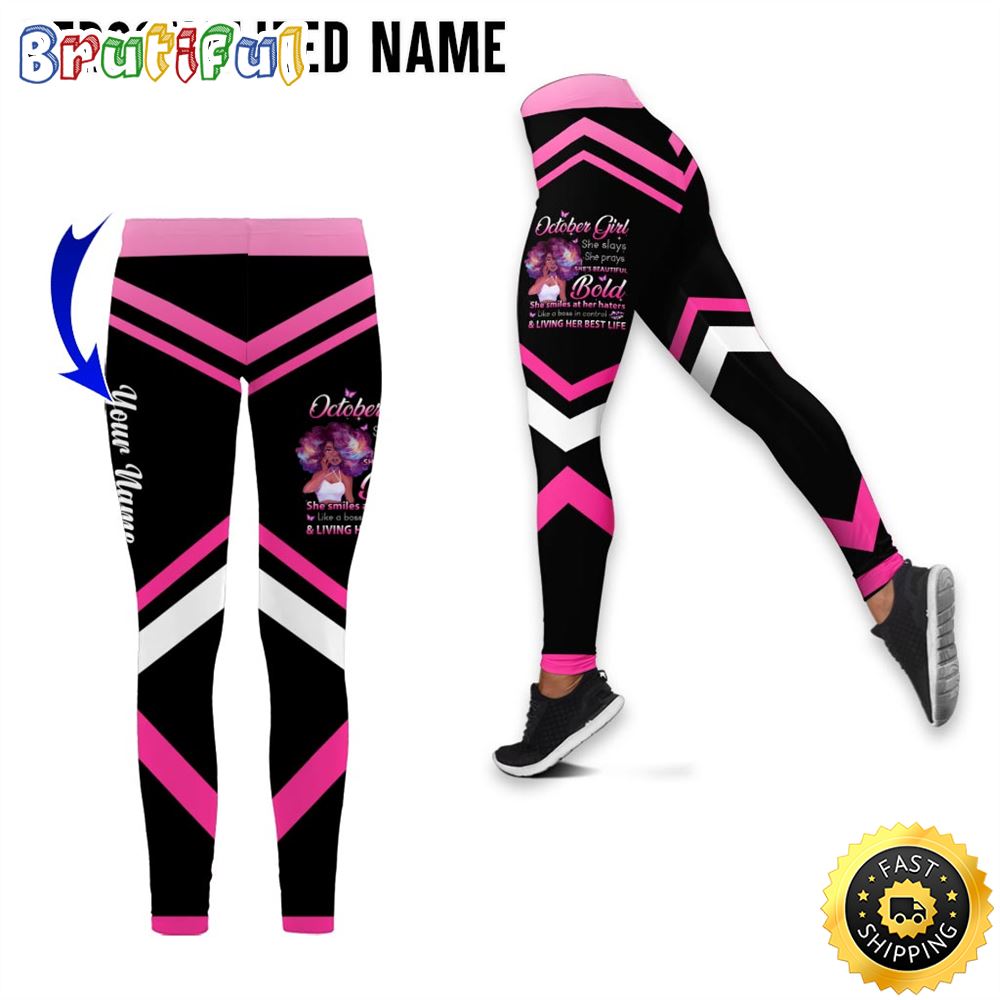 Personalized Violet October Girl All Over Print 3D Legging She Slays She Prays Gift For Women 1 iumgv7