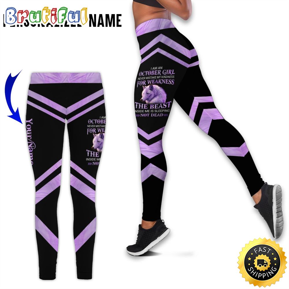 Personalized Violet October Girl All Over Print 3D Legging The Wolf Inside Me Gift For Women 1 mgmc2c