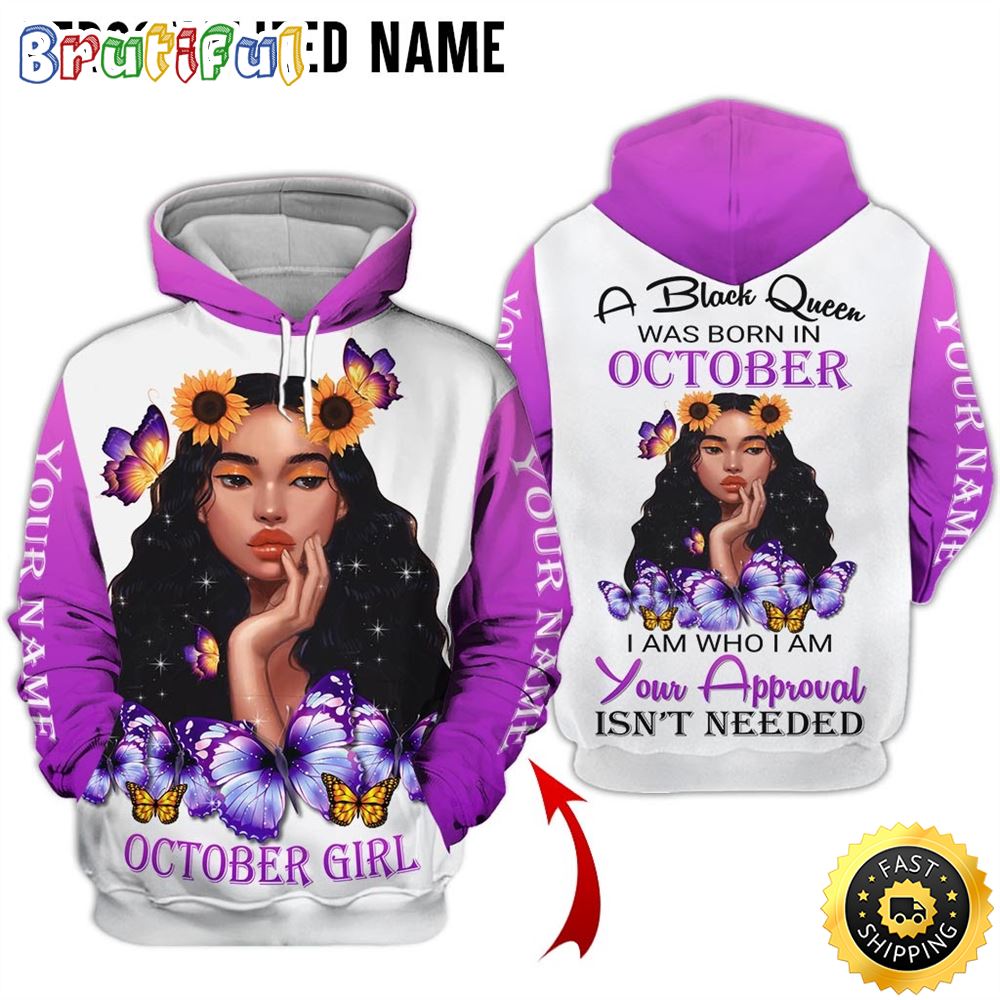 Personalized Violet October Girl Black Queen All Over Print 3D Hoodie Gift For Women 1 dwytde