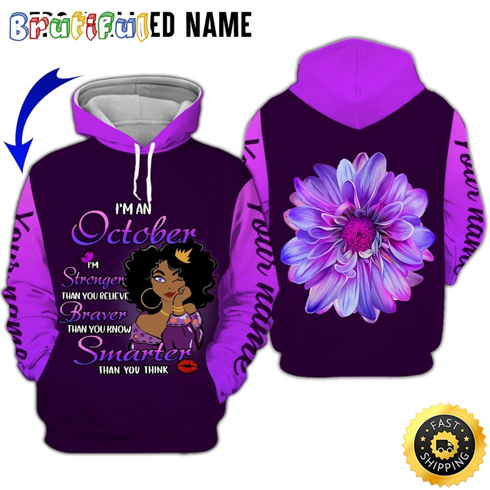 Personalized Violet October Girl Braver Than You Know All Over Print 3D Hoodie Gift For Women 1 ndodql