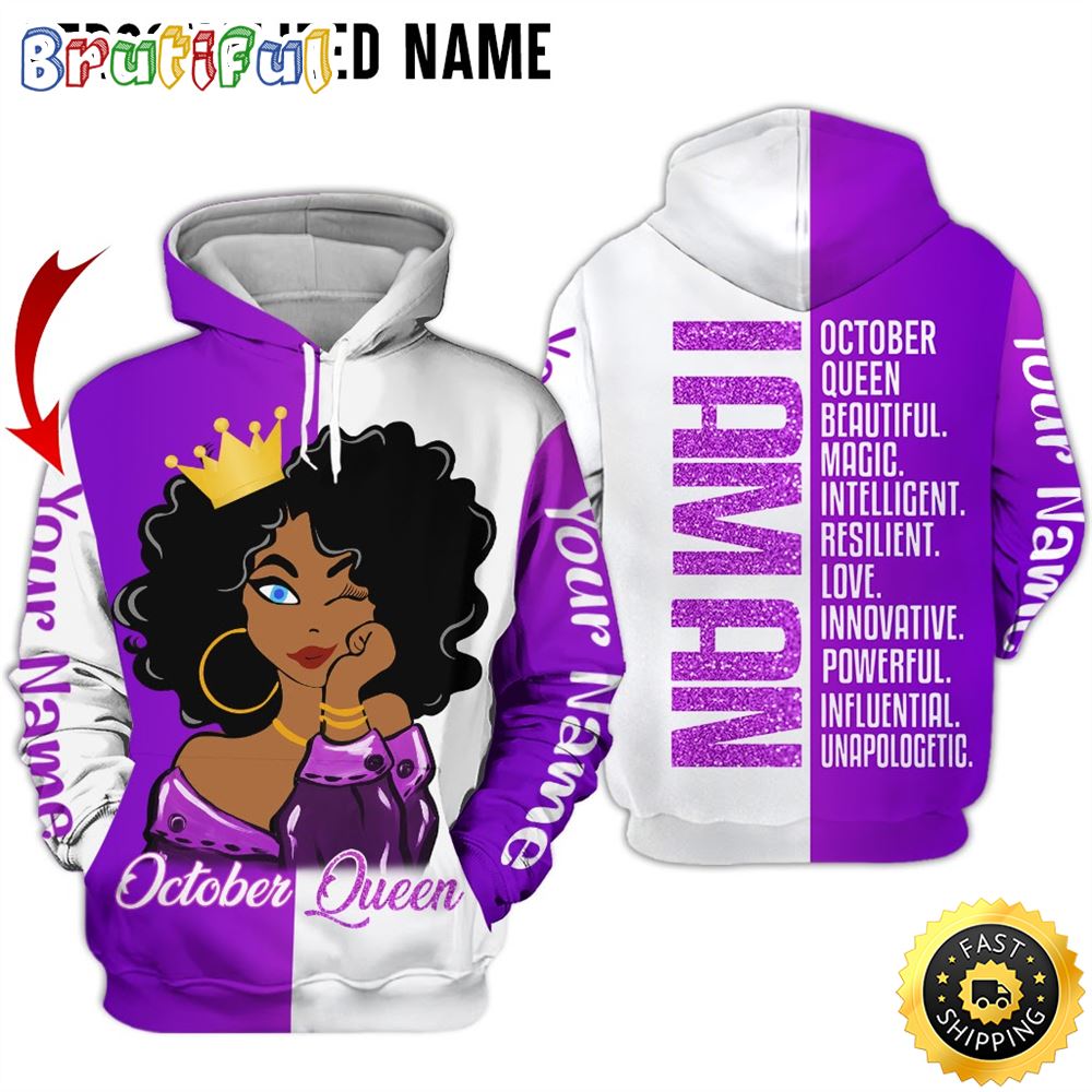 Personalized Violet October Girl I Am An Powerful All Over Print 3D Hoodie Gift For Women 1 fd3a2d