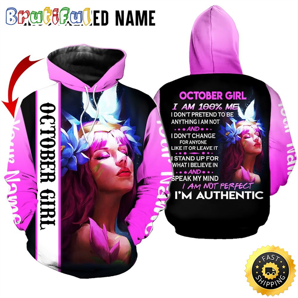 Personalized Violet October Girl I Am Not Perfect All Over Print 3D Hoodie Gift For Women 1 kuttp1