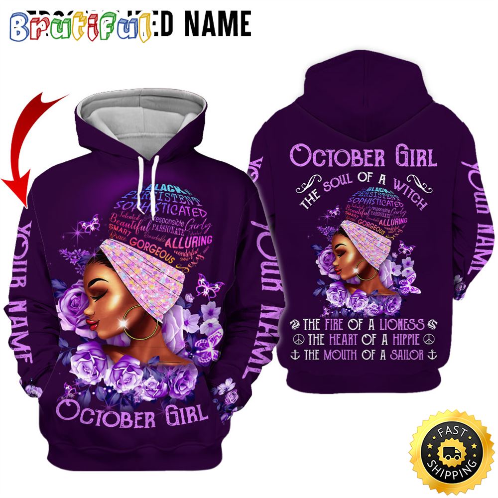 Personalized Violet October Girl The Fire Of A Lioness All Over Print 3D Hoodie Gift For Women 1 hjqej9
