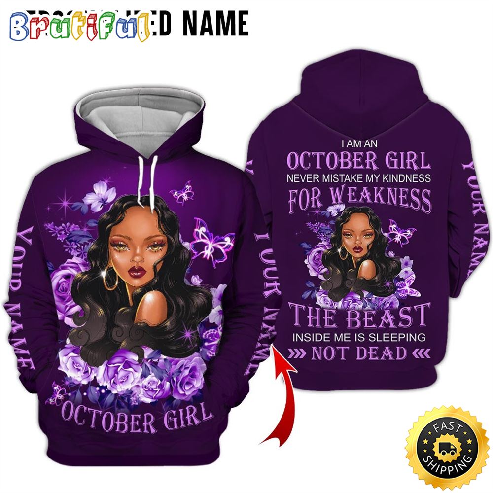 Personalized Violet October Girl The Queen Is Sleeping All Over Print 3D Hoodie Gift For Women 1 g0tzvp