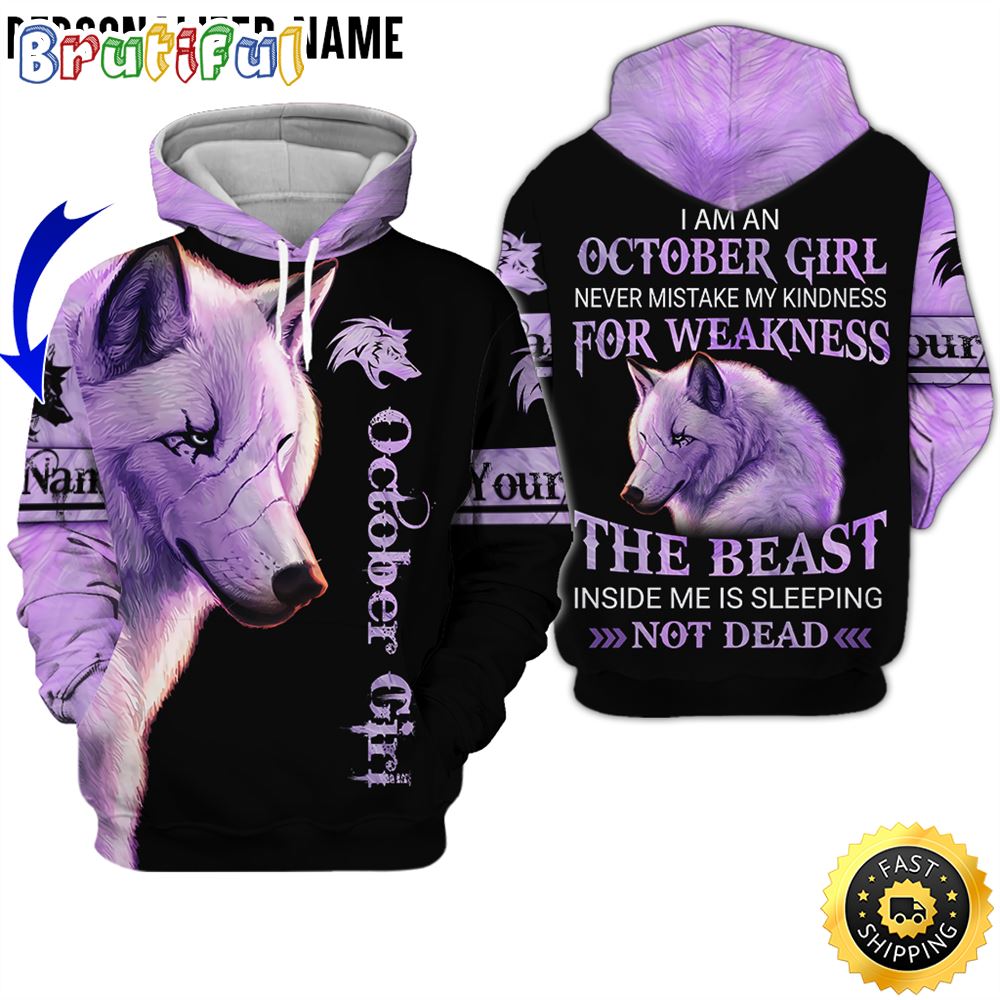 Personalized Violet October Girl The Wolf Inside Me All Over Print 3D Hoodie Gift For Women 1 xfwspp