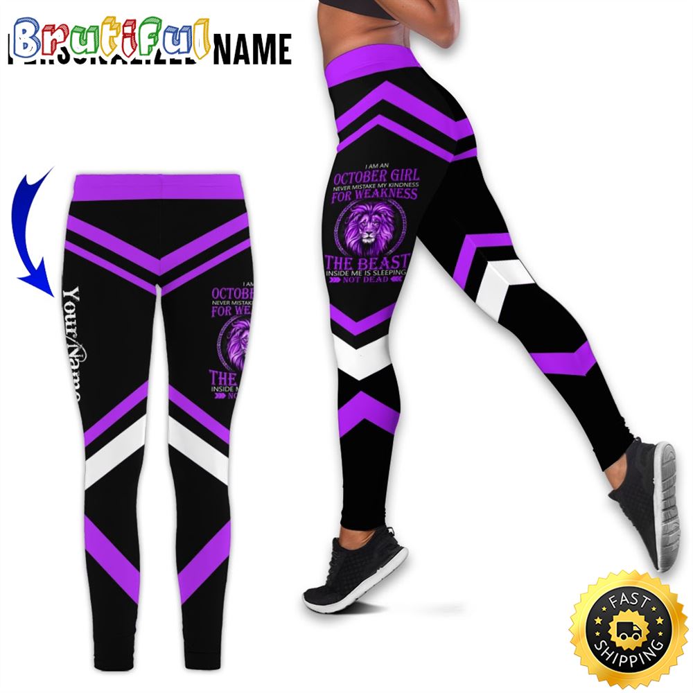 Personalized Violet October Lion Girl All Over Print 3D Legging The Sleeping Giant Gift For Women 1 sgfogb