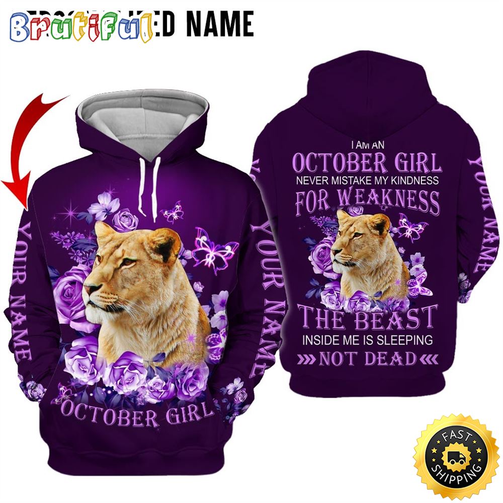 Personalized Violet October Lion Girl Sleeping 3D Hoodie Gift For Women 1 fb0utm