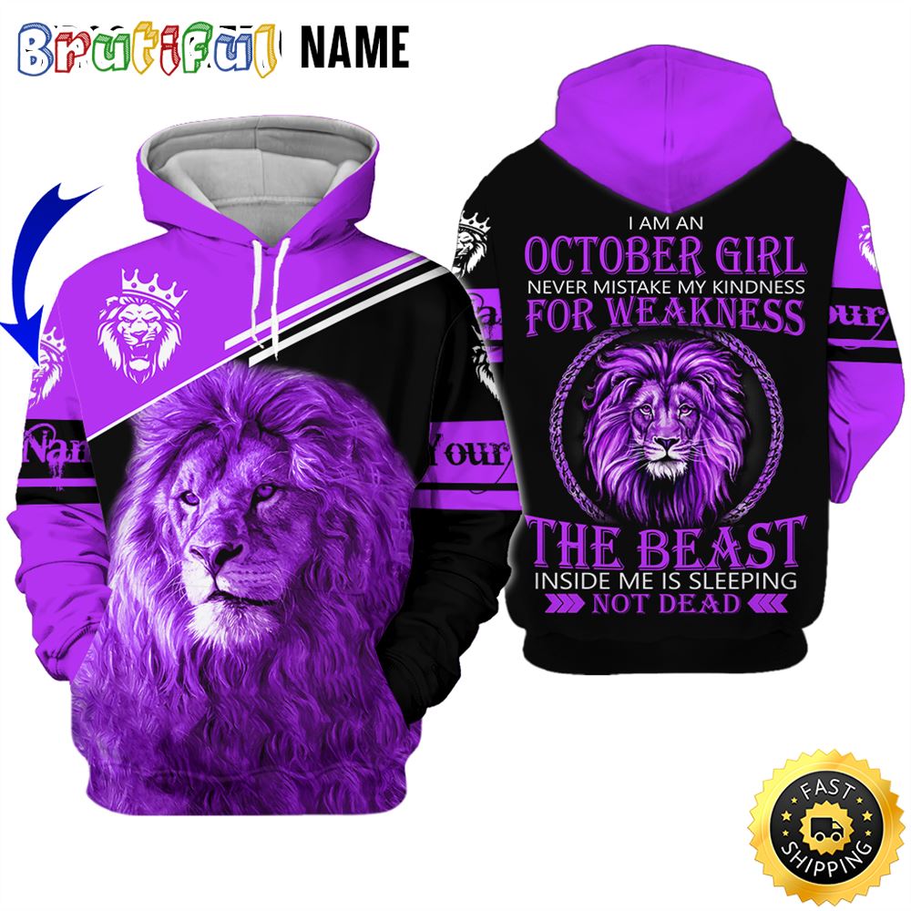 Personalized Violet October Lion Girl The Sleeping Giant 3D Hoodie Gift For Women 1 rmrced