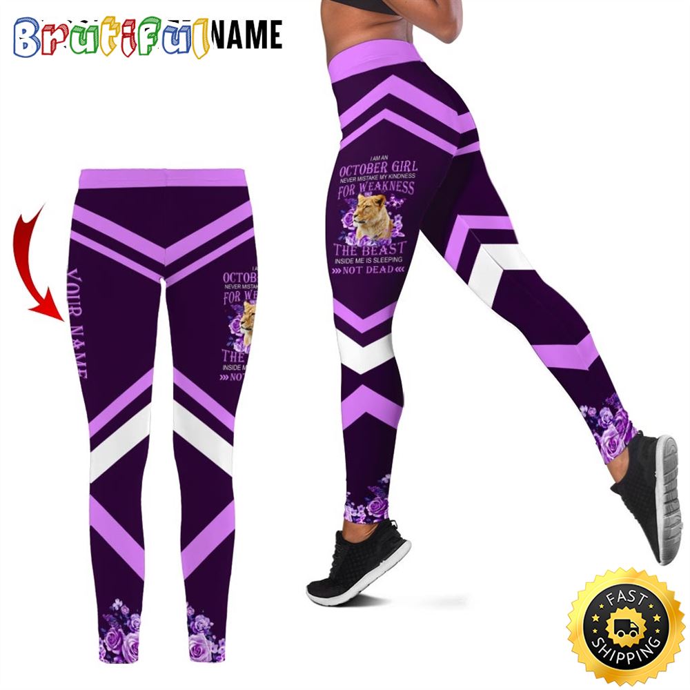 Personalized Violet October Lion Legging Girl All Over Print 3D Legging Sleeping Gift For Women 1 sorebu