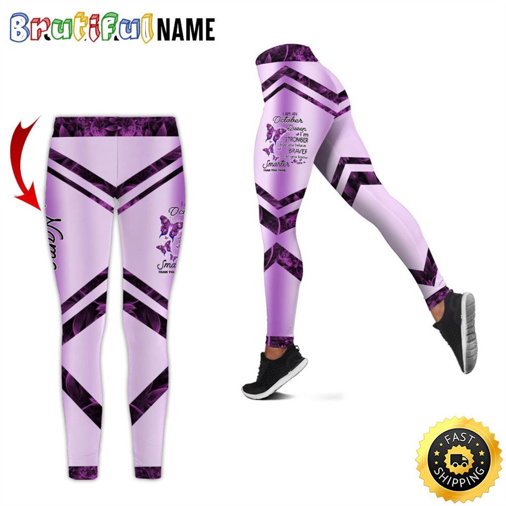 Personalized Violet October Queen All Over Print 3D Legging Butterflow Smarter Gift For Women 1 fnt94n