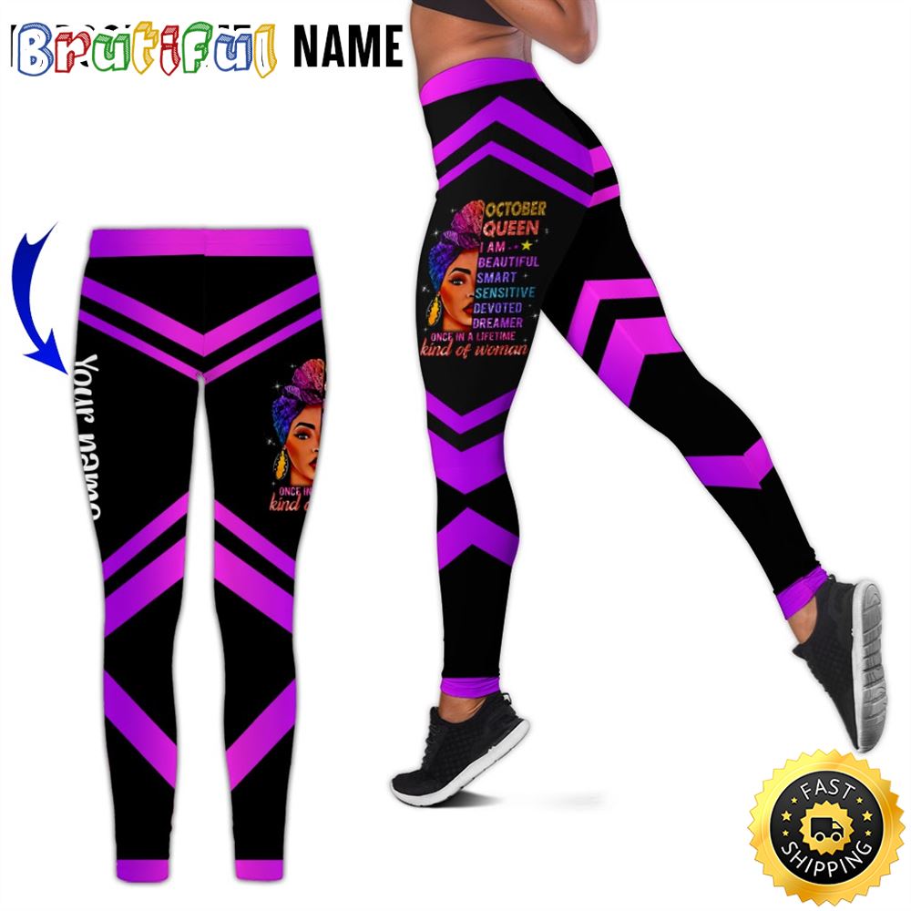 Personalized Violet October Queen All Over Print 3D Legging Once In A LifeTime Gift For Women 1 tnbmpq