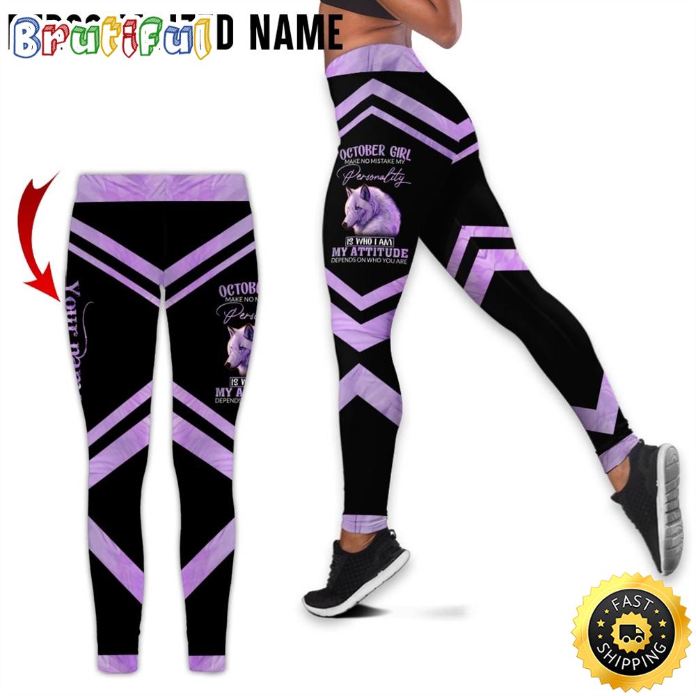 Personalized Violet October Wolf Girl All Over Print 3D Legging My Attitude Is A Mirror Gift For Women 1 tqyj9s