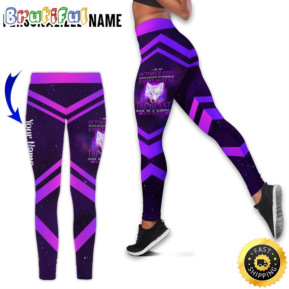 Personalized Violet October Wolf Girl All Over Print 3D Legging The Hidden Beast Gift For Women 1 zhcwsp