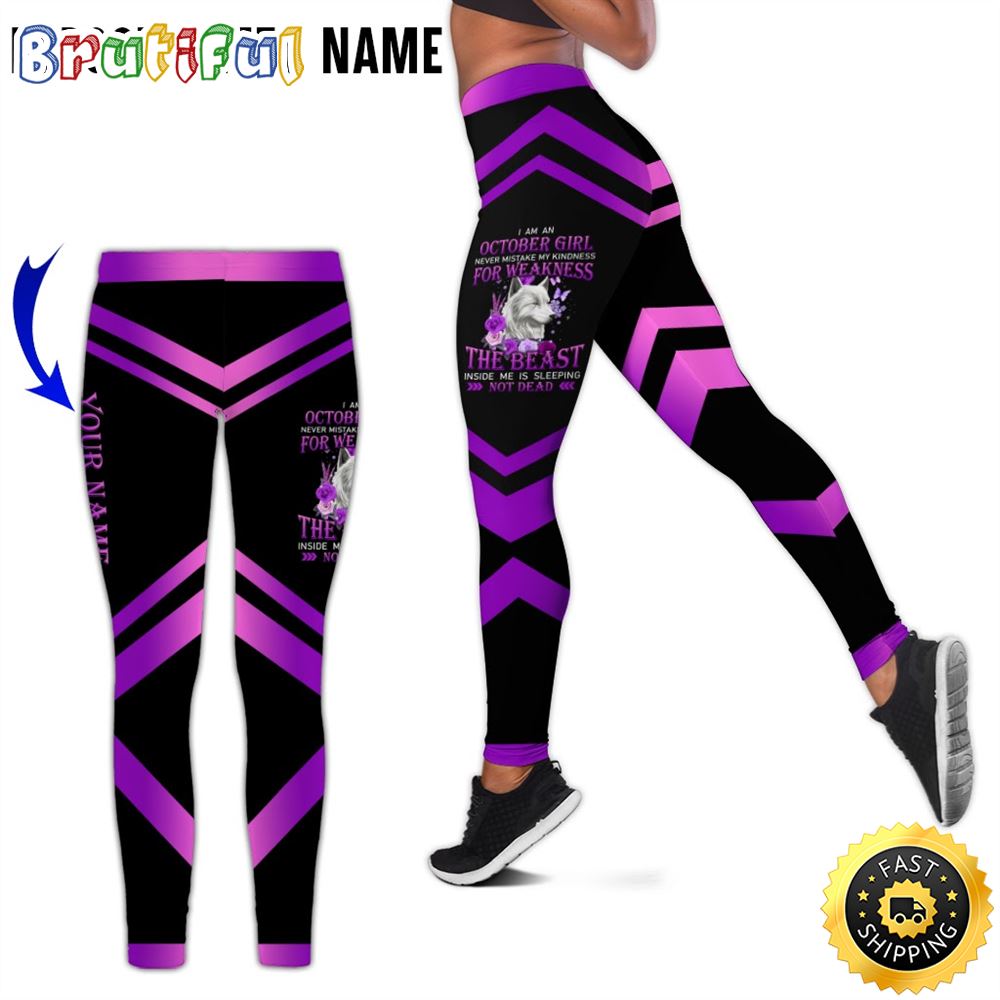 Personalized Violet October Wolf Girl All Over Print 3D Legging The Monster Inside Me Gift For Women 1 yhxpsl