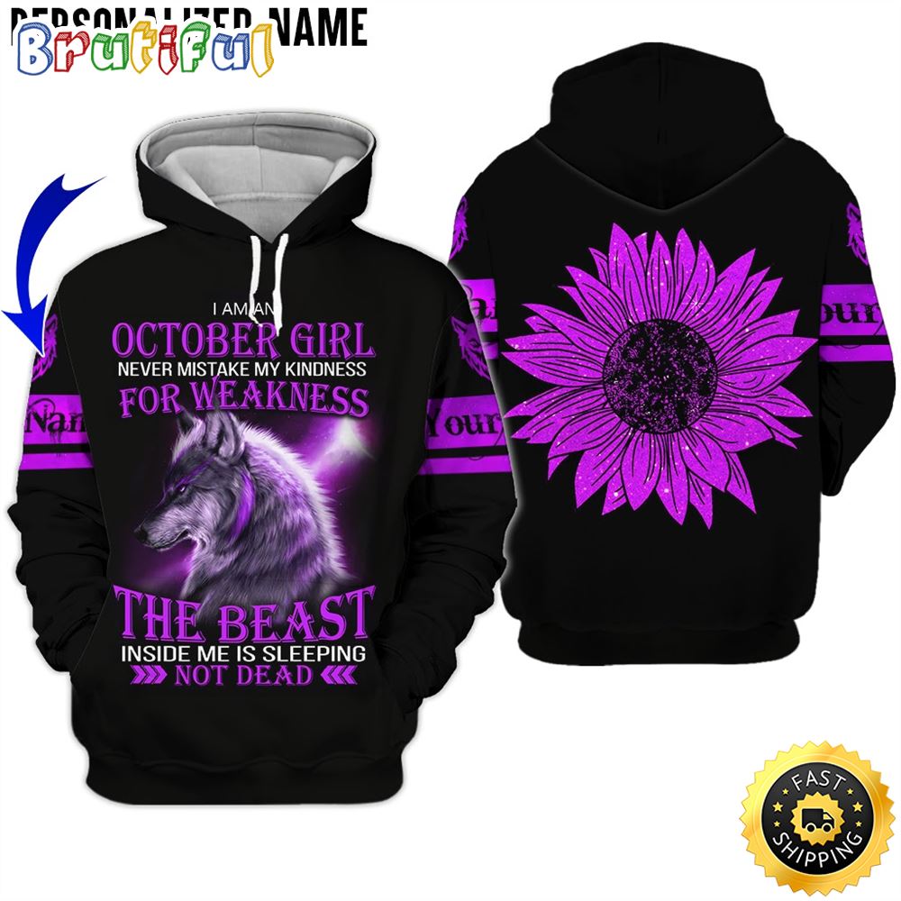 Personalized Violet October Wolf Girl The Beast Is Sleeping Not Dead 3D Hoodie Gift For Women 1 tu4src