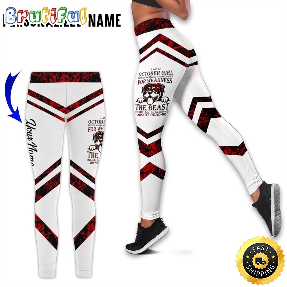 Personalized White October Girl All Over Print 3D Legging Rottweiler Is Sleeping Gift For Women 1 zgnr7q