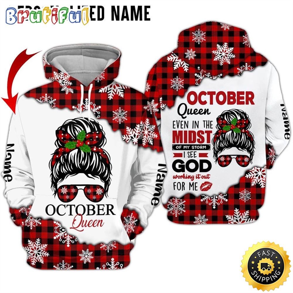 Personalized White October Girl I See God 3D Hoodie Gift For Women 1 qyrxee