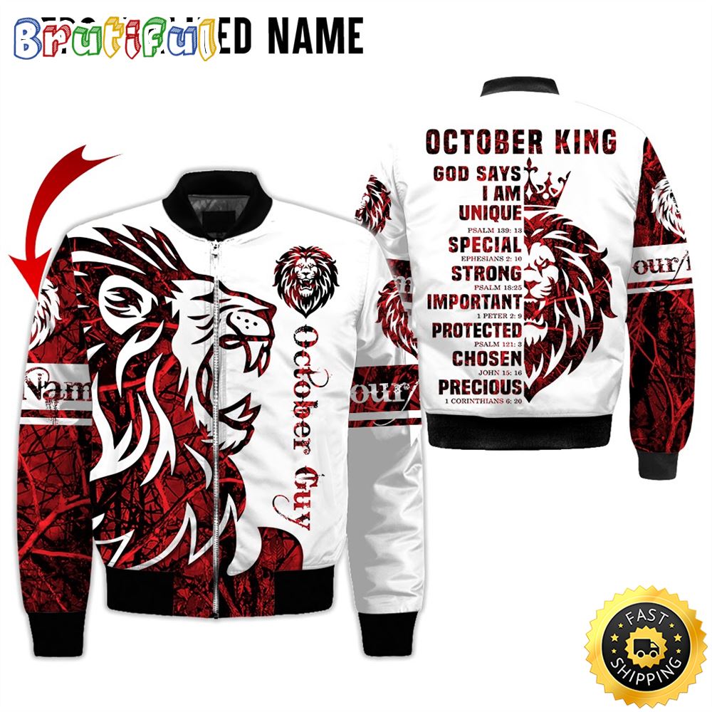 Personalized White October Lion King God Says Important 3D Hoodie Gift For Man 1 s0nijz