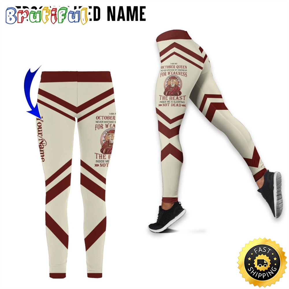 Personalized White October Lion Queen All Over Print 3D Legging The Beast Gift For Women 1 anqjqx