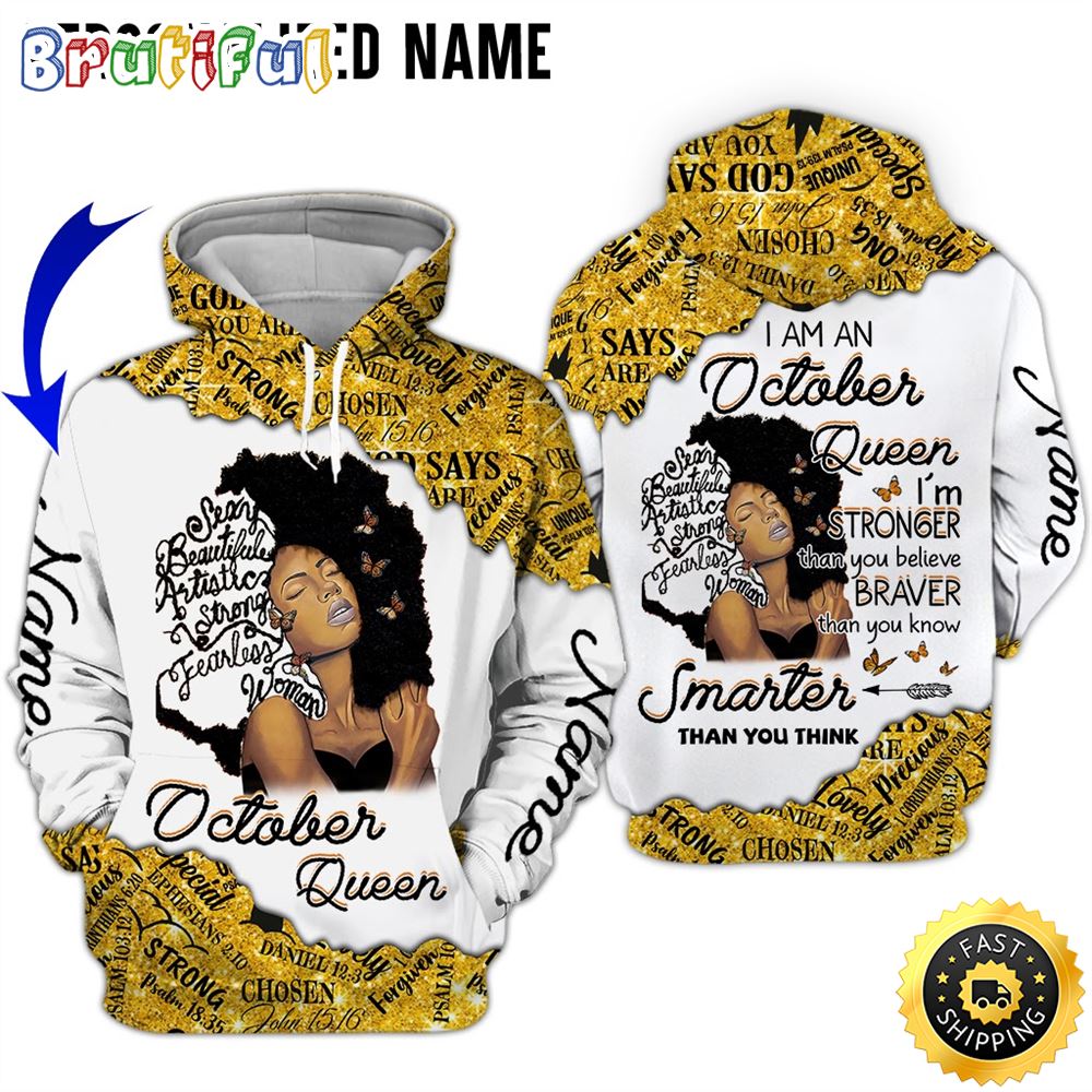 Personalized White October Queen Stronger And Braver Than You Know 3D Hoodie Gift For Man 1 aa7wxi