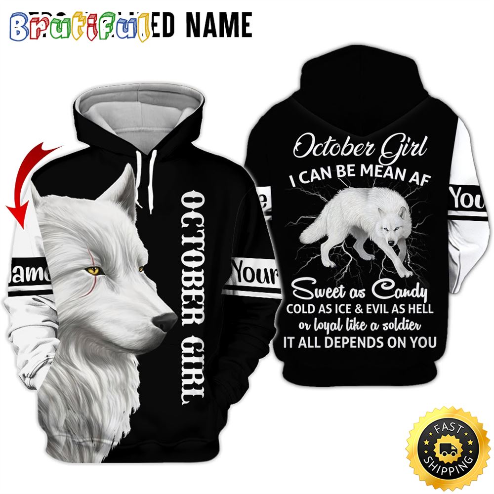 Personalized White October Wolf Girl Sweet As Candy 3D Hoodie Gift For Women 1 vdl92k