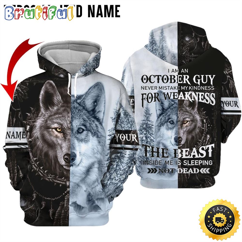 Personalized White October Wolf Guy No Dead 3D Hoodie Gift For Man 1 mwbd3g