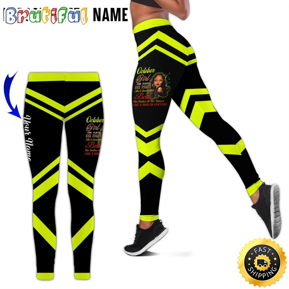 Personalized Yellow October Girl All Over Print 3D Legging She Slays She Prays Gift For Women 1 swrt8l