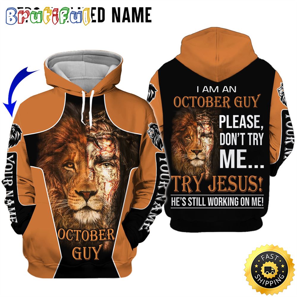 Personalized Yellow October Guy Jesus And Lion 3D Hoodie Gift For Man 1 tpwte6