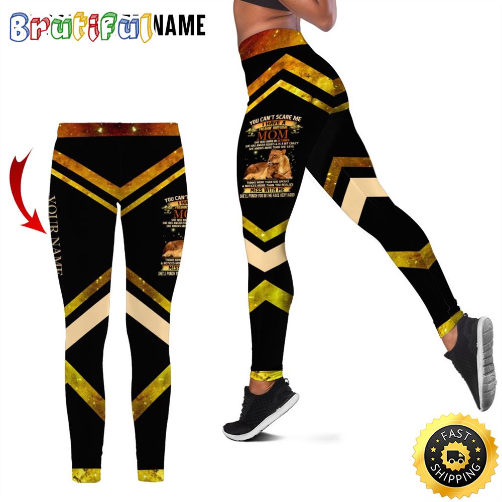 Personalized Yellow October Lion All Over Print 3D Legging Mom Don t Mess With Me Gift For Women 1 sx3srm