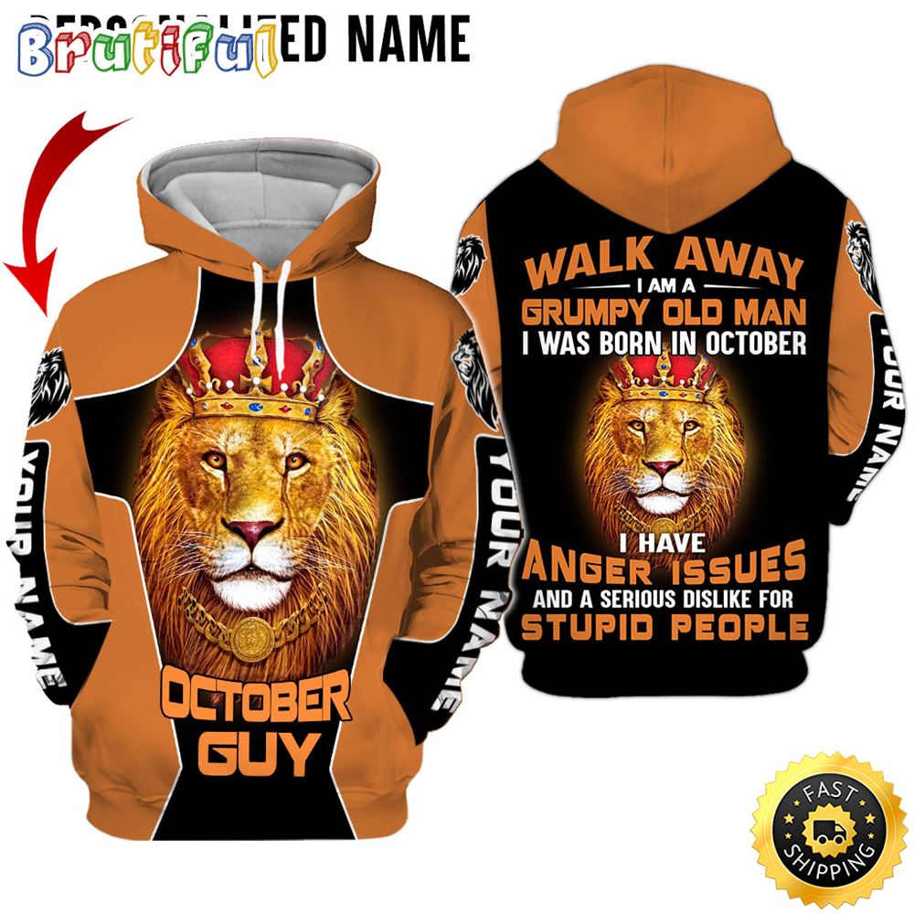 Personalized Yellow October Lion Guy Grumpy Old Man 3D Hoodie Gift For Man 1 iqr6gc