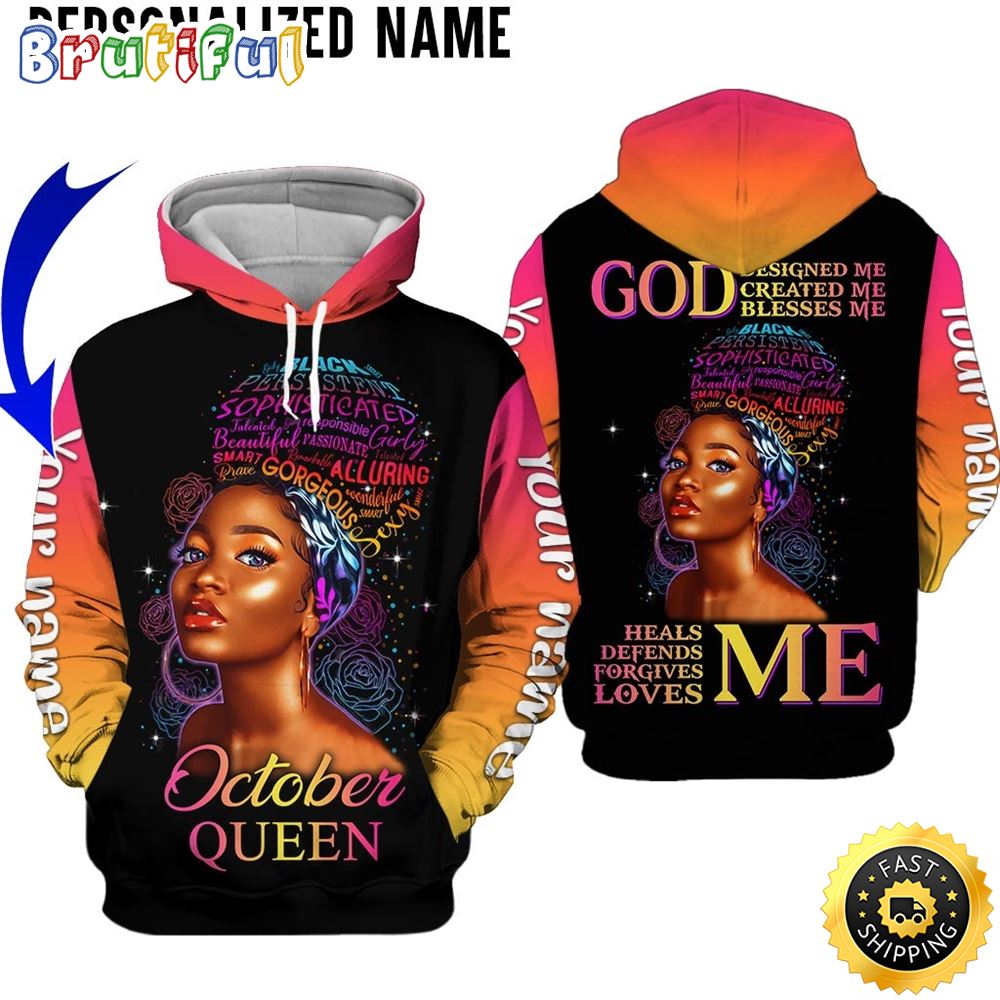 Personalized Yellow October Queen God Blesses Me 3D Hoodie Gift For Man 1 aqroua