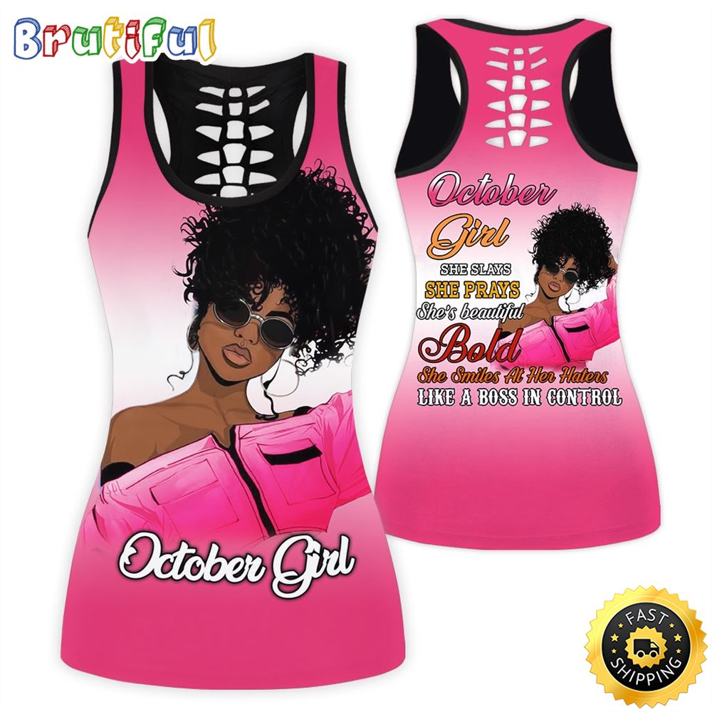 Pink October Girl All Over Print 3D Tank Top Boss In Control Gift For Women 1 bebsjr