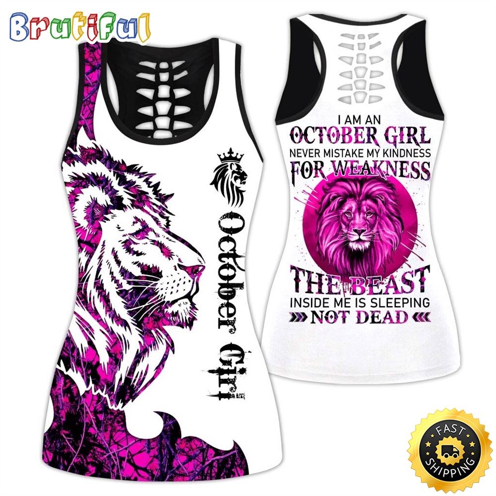 Pink October Lion Girl All Over Print 3D Tank Top Weakness Gift For Women 1 blgarw