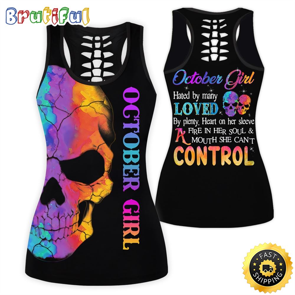 Pink October SKull Girl All Over Print 3D Tank Top A Mouth She Can t Control Gift For Women 1 wynube