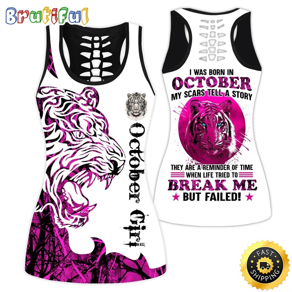 Pink October Tiger Girl All Over Print 3D Tank Top Life Break Me But Failed Gift For Women 1 nijppg