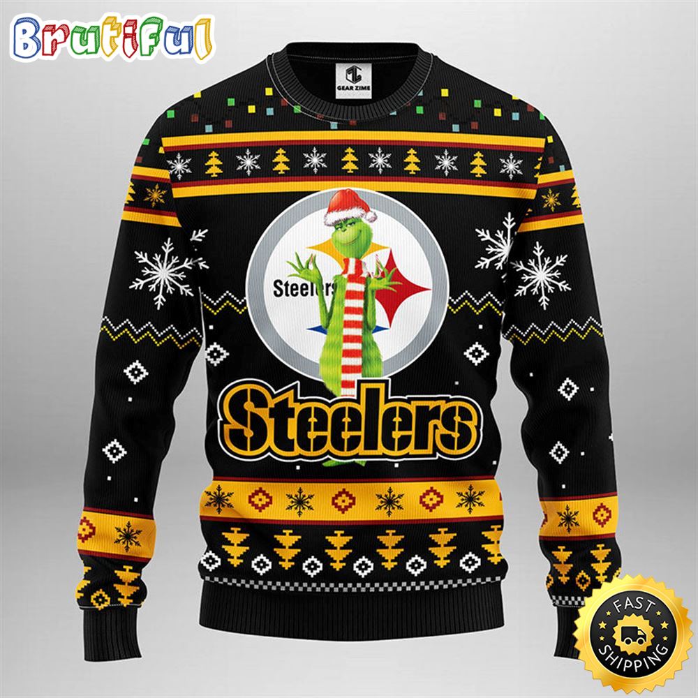 Pittsburgh Steelers Christmas Ugly Sweater Print Funny Grinch Show Your Team Spirit 1 mp6om0