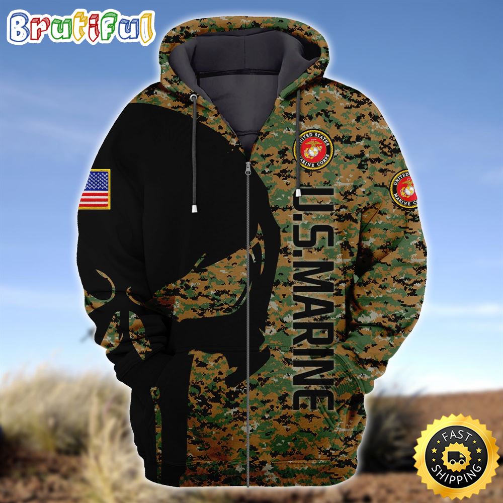 Premium Unique U.S Marine Corp Zip Hoodie Ultra Soft and Warm 1 pwdsqg