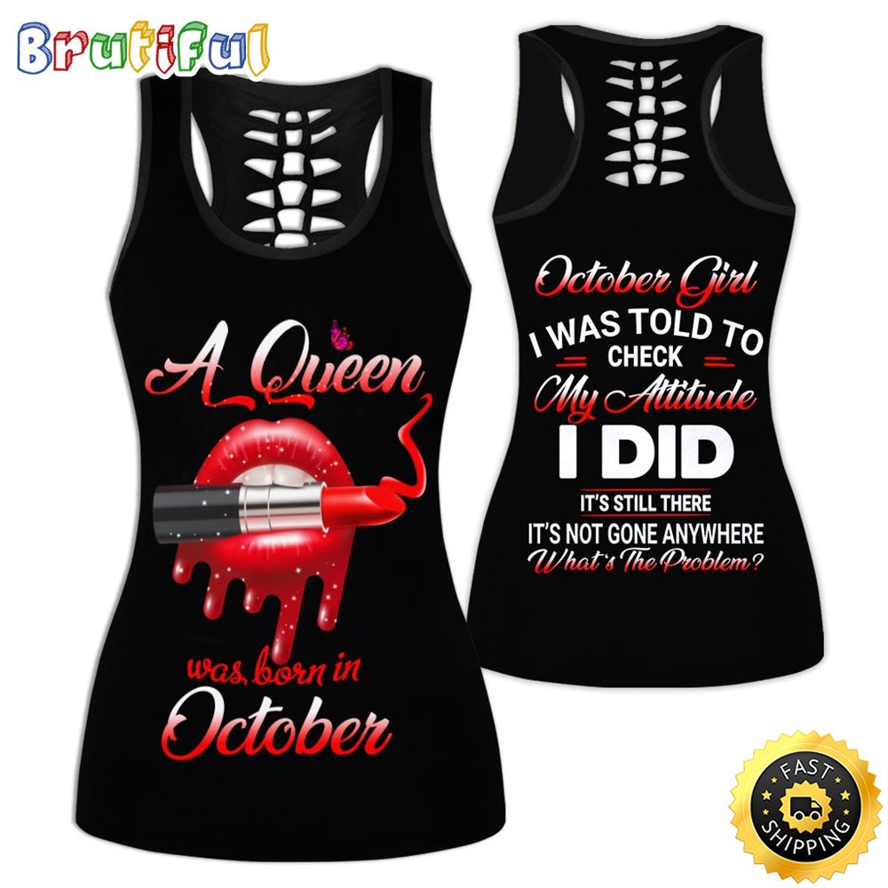 Red October Girl All Over Print 3D Tank Top Check My Attitude Gift For Women 1 vvpmsq