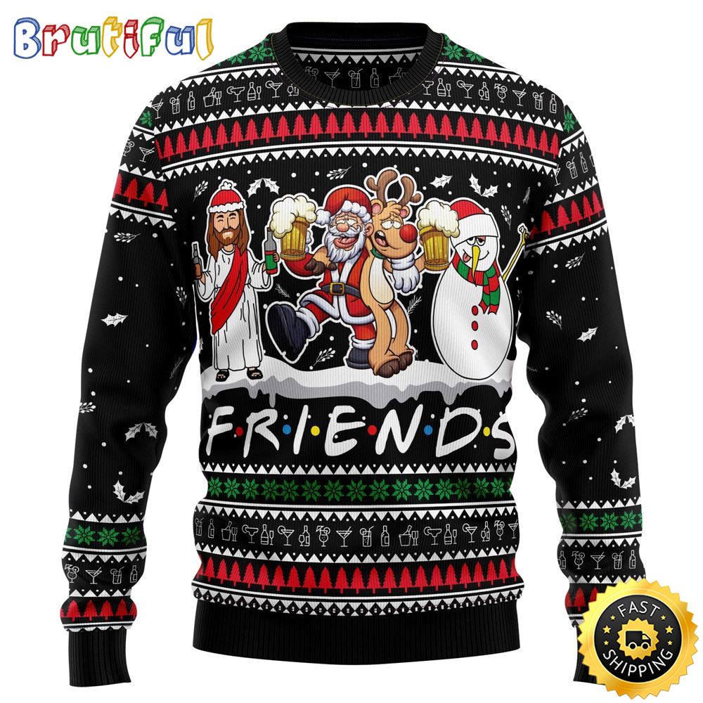Santa Claus Jesus Friend Ugly Christmas Sweater Gifts For Christian Families 1 wrgp8s