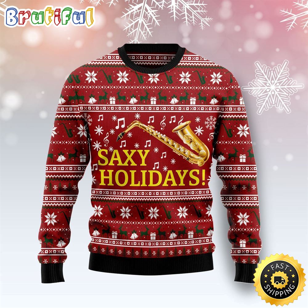 Saxy Holidays Saxophone Ugly Christmas Sweater Christmas Family Christmas Gift For That Everyone Will Love 1 f5yewj