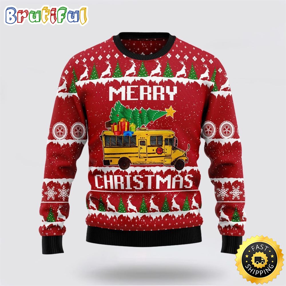 School Bus Merry Christmas Funny Ugly Christmas Sweater Christmas Gift For That Everyone Will Love 1 b0hpv8