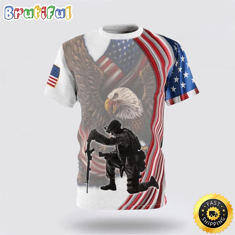 Stand For The Flag Kneel For The Fallen All Over Print 3D T Shirt For Military Personnel 1 tnlmuh