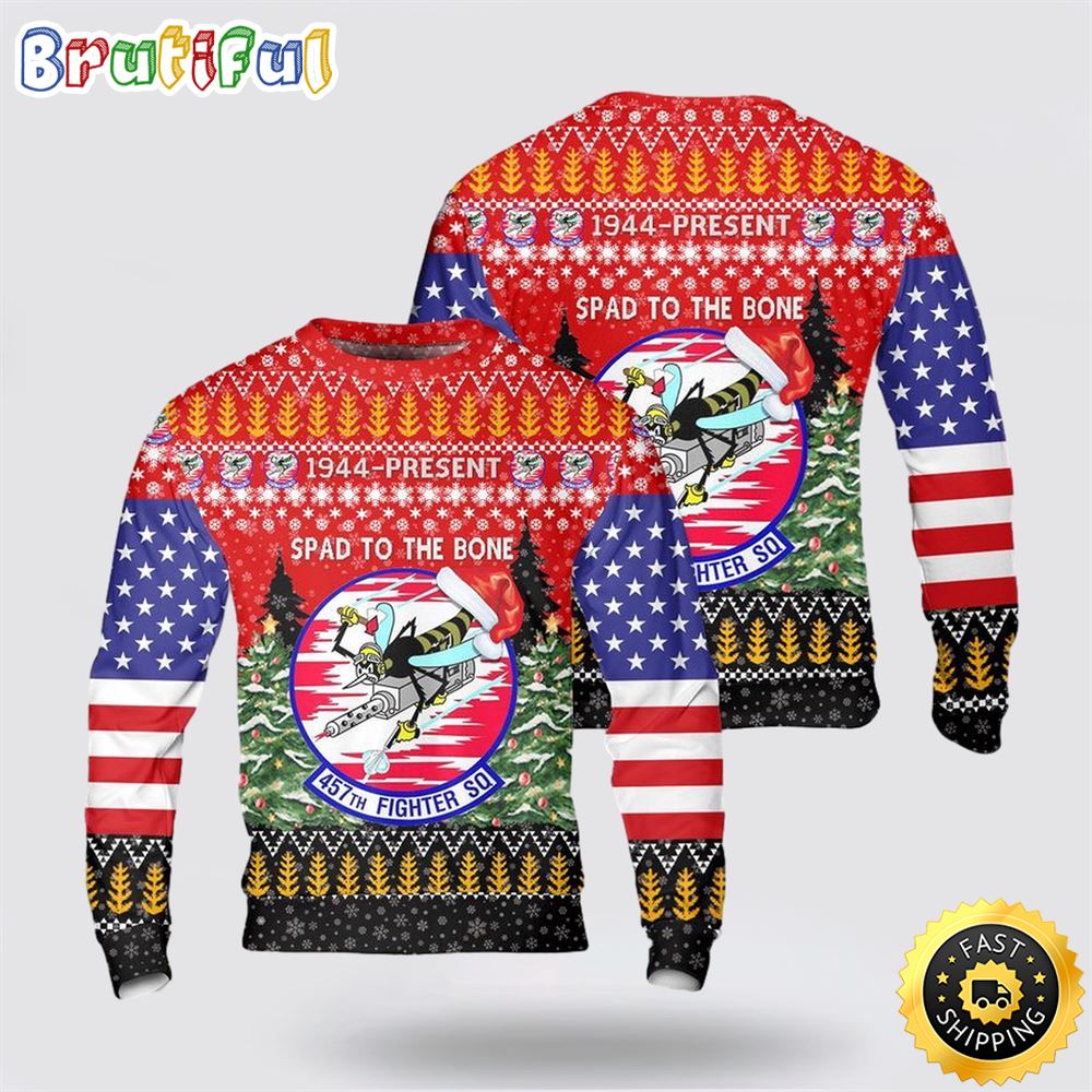 US Air Force 457th Fighter Squadron Christmas Sweater 3D 1 g1uqb2