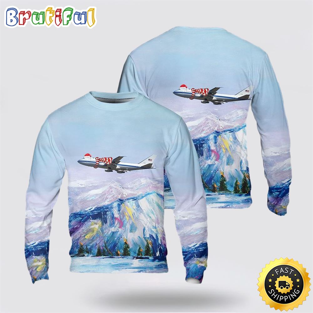US Air Force Boeing E 4B Nightwatch Christmas AOP Sweater 1 bzernv