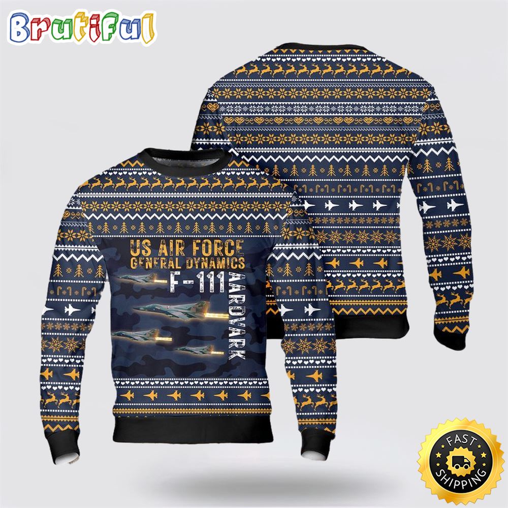 US Air Force General Dynamics F 111 Aardvark Christmas Sweater 3D 1 nkr0ch