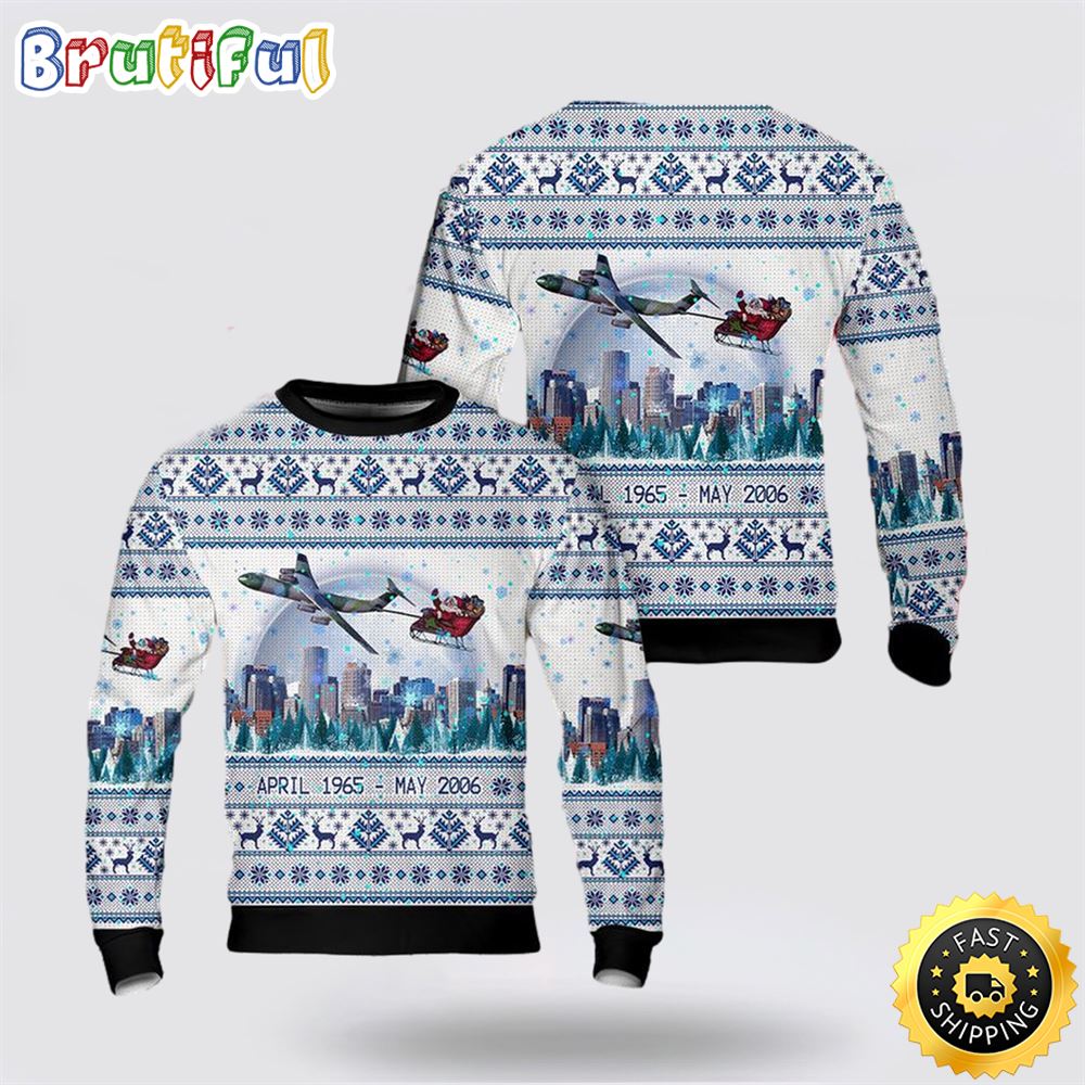 US Air Force Lockheed C 141 Starlifter Christmas Sweater 1 v5avqt