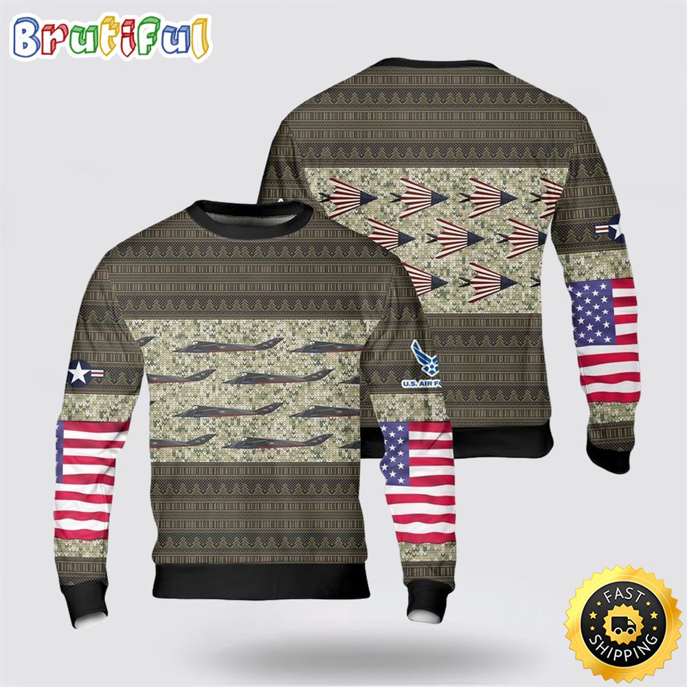 US Air Force Lockheed YF 117A Nighthawk US Flag Paint Scheme Sweater 3D 1 oh12q5